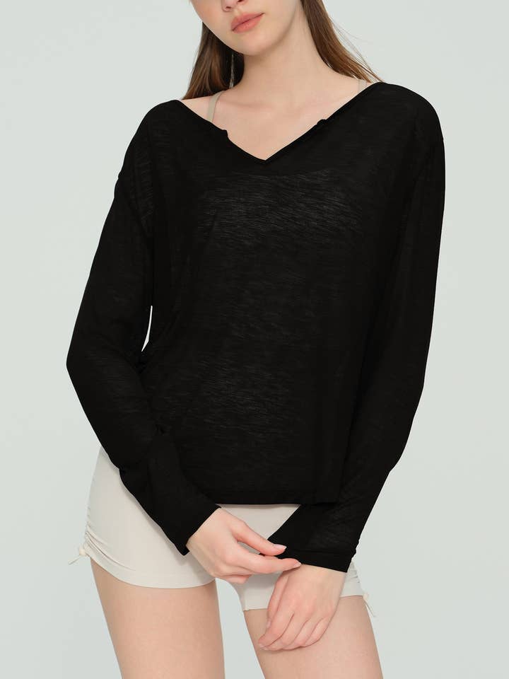 91thelabel – Engroshandel Sportstop – til kvinder – Calin Løs Pasform Gennemsigtig Aktiv Overdel Cover Up5