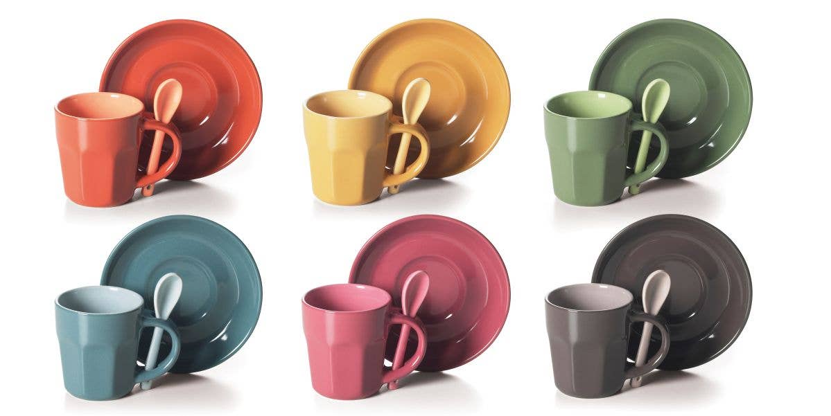 multicolour Set of 6 Abbraccio Coffee Cups for wholesale on Faire0