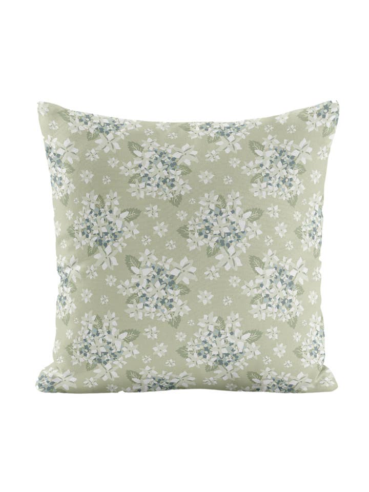 Designer Pillow - Summer Hydrangea in Green for wholesale by Heirloomed Collection