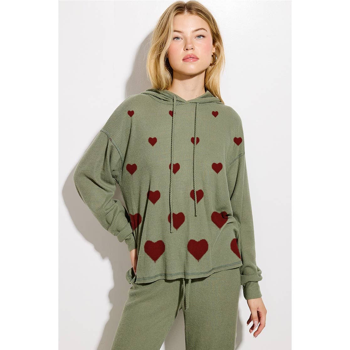 Phil Love - Wholesale Graphic Sweatshirt - Women's - Heart print soft rib Hoodie loungewear set8