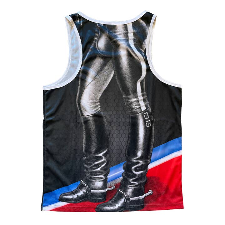 Peachy Kings / Kweer Cards - Wholesale Tank Top - Men's - Tom of Finland Mesh Tank Top — "Leather Stud"1