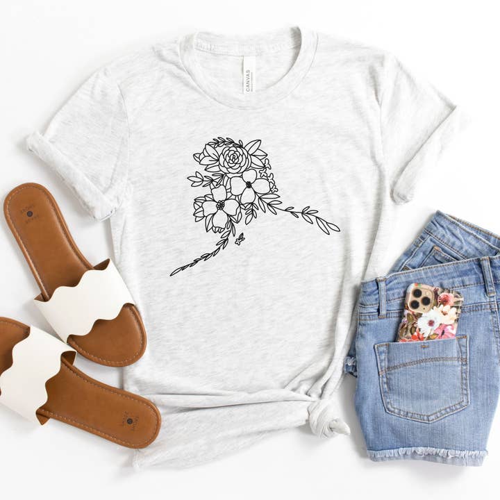 Camiseta con estampado Floral State de Alaska para venta al por mayor de Indigo Bramble Boutique