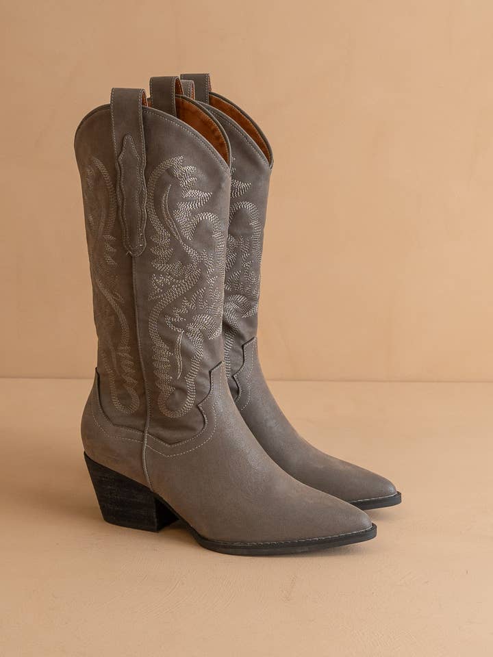The Amaya Charcoal | Classic Western Boot for wholesale on Faire