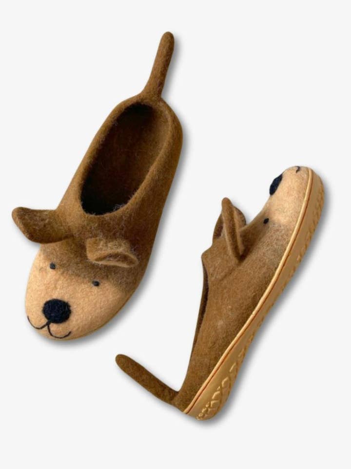 Handcrafted Felt Dog Slippers with Textured Rubber Sole for wholesale by Ganesh Himal Trading