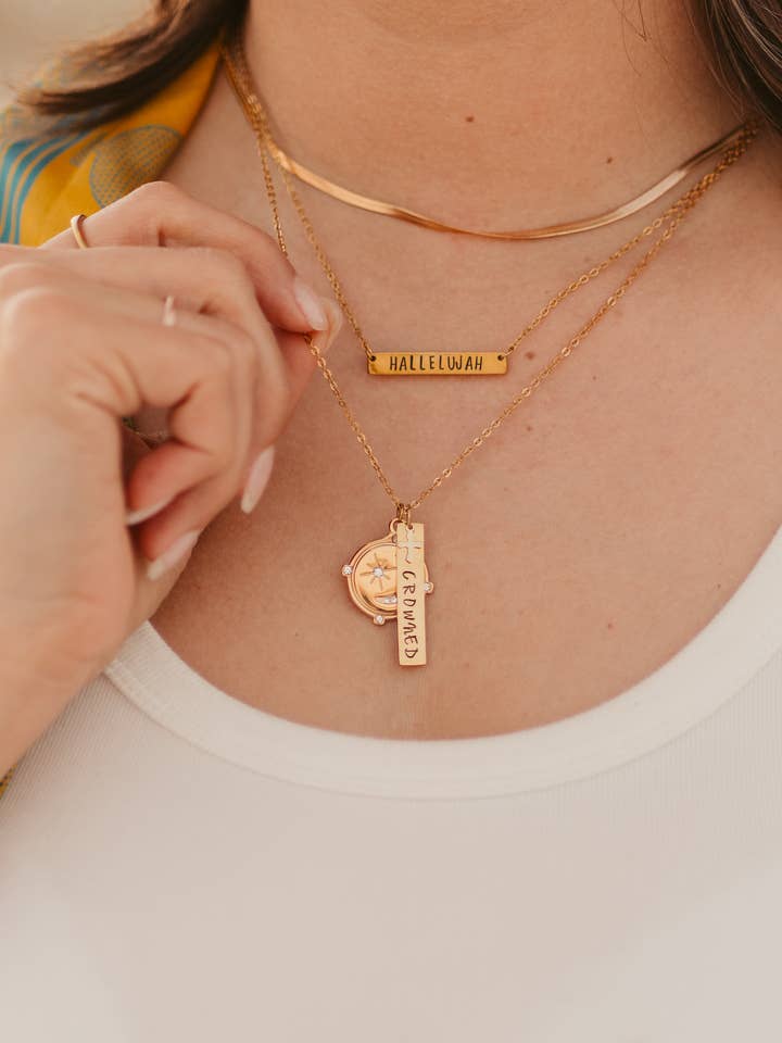 "Crowned" Hand-stamped necklace-Psalm 8:3–9 for wholesale by Kazuly Creations