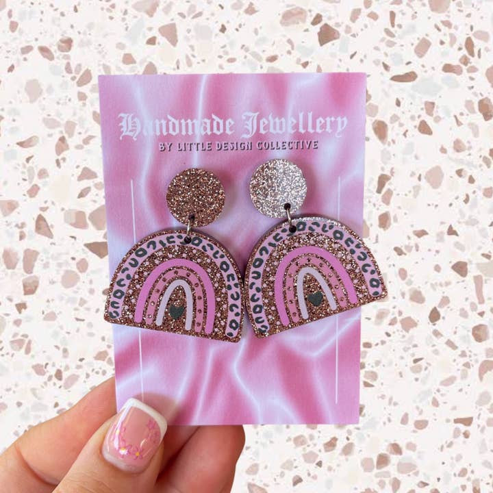 Glitter Rainbow Stud Earrings for wholesale by Little Design Collective