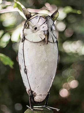 Recycled Metal Garden Artwork - White Owl for wholesale by chi-africa