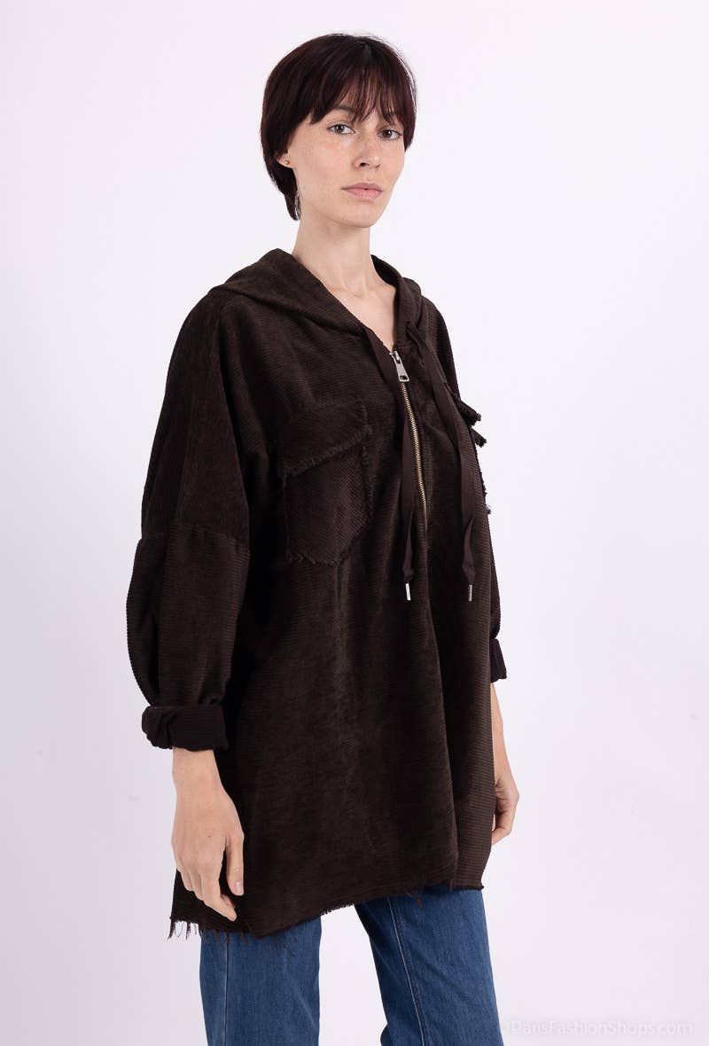 L'Emotion - Wholesale Hoodie - Women's - Velvet Pleated Velvet Worn Effect Wide Zip Hoodie15