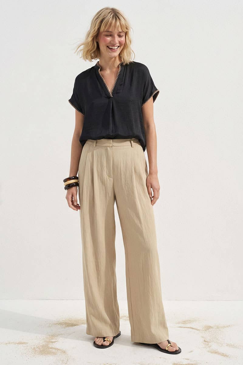 Naked Zebra - Vente Chemisier – femme - Blouse régulière à épaules tombantes avec surpiqûres.25