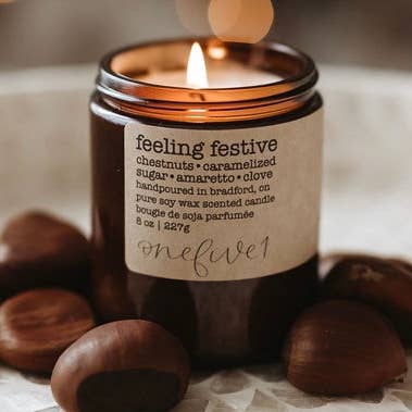 Feeling Festive, candela in cera di soia, vacanze invernali per la vendita all'ingrosso da parte di onefive1