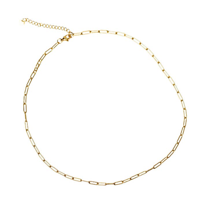 Zoe Jewelry – Colar de elos e correntes por atacado – Corrente de Clipes de Papel Prateados Blakely0