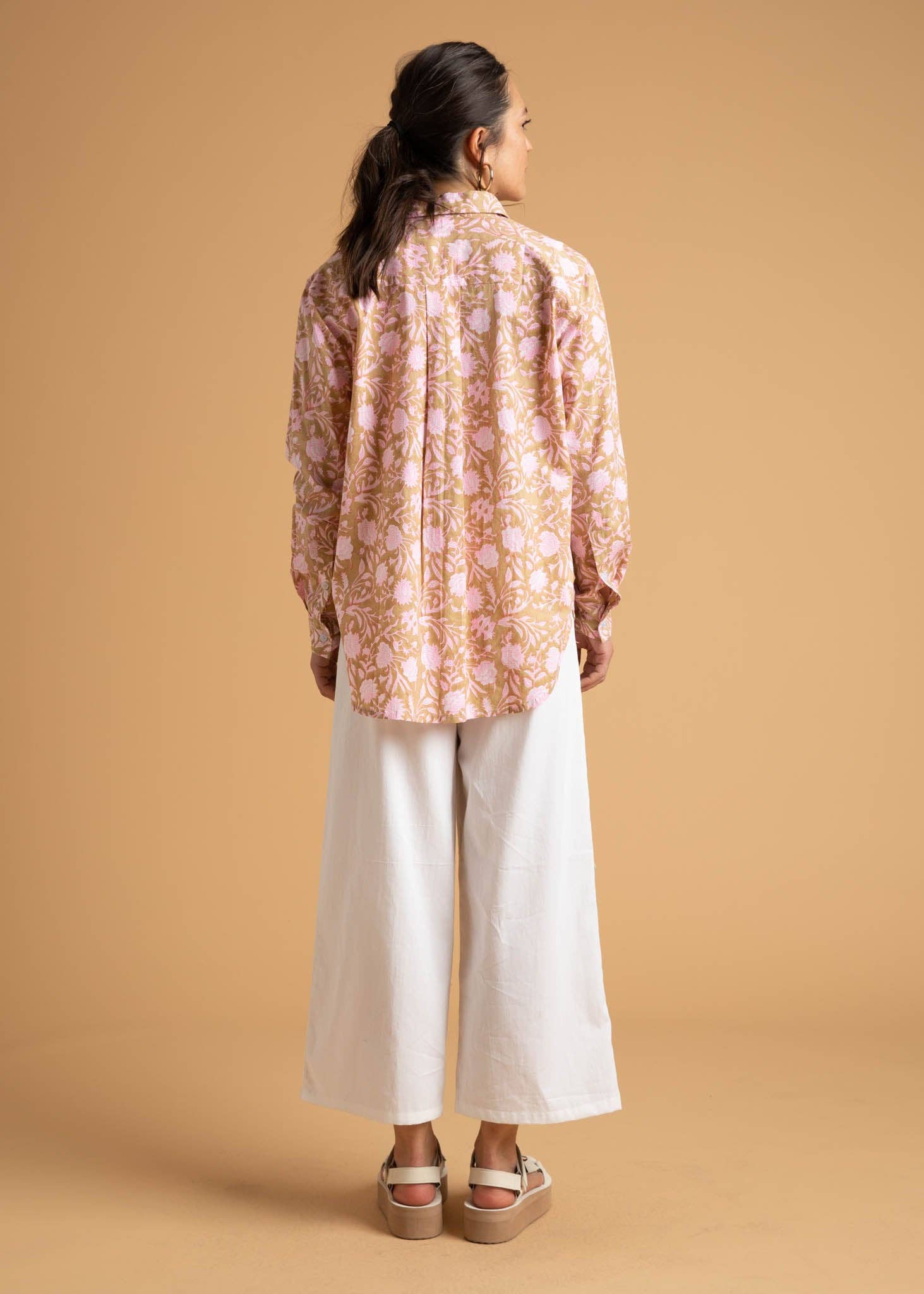 Good Boyfriend Shirt - Floral Escape Baked Clay & Neon Pink for wholesale on Faire15