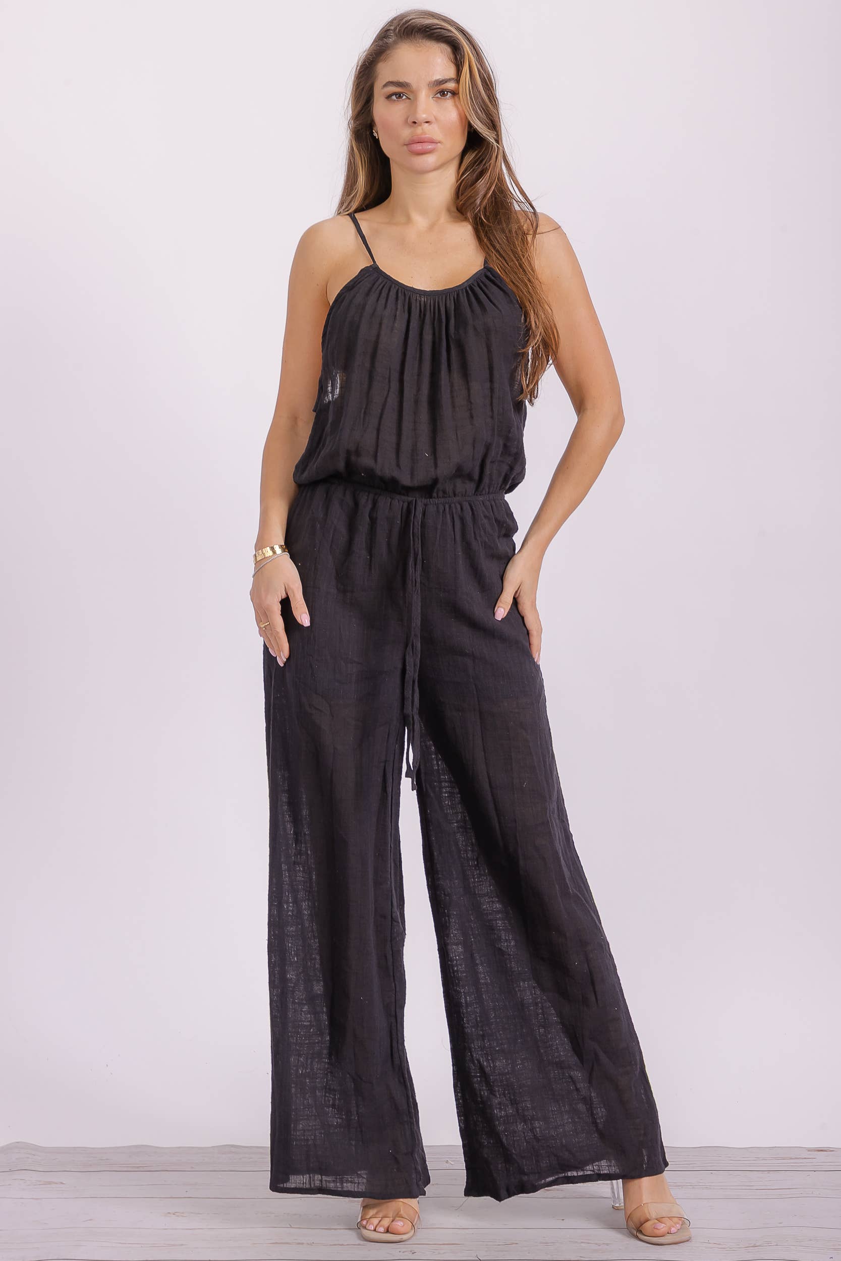 H&H Fashion Inc. - Wholesale Jumpsuit - Women's - P563 Wide Leg Linen Jumpsuit0