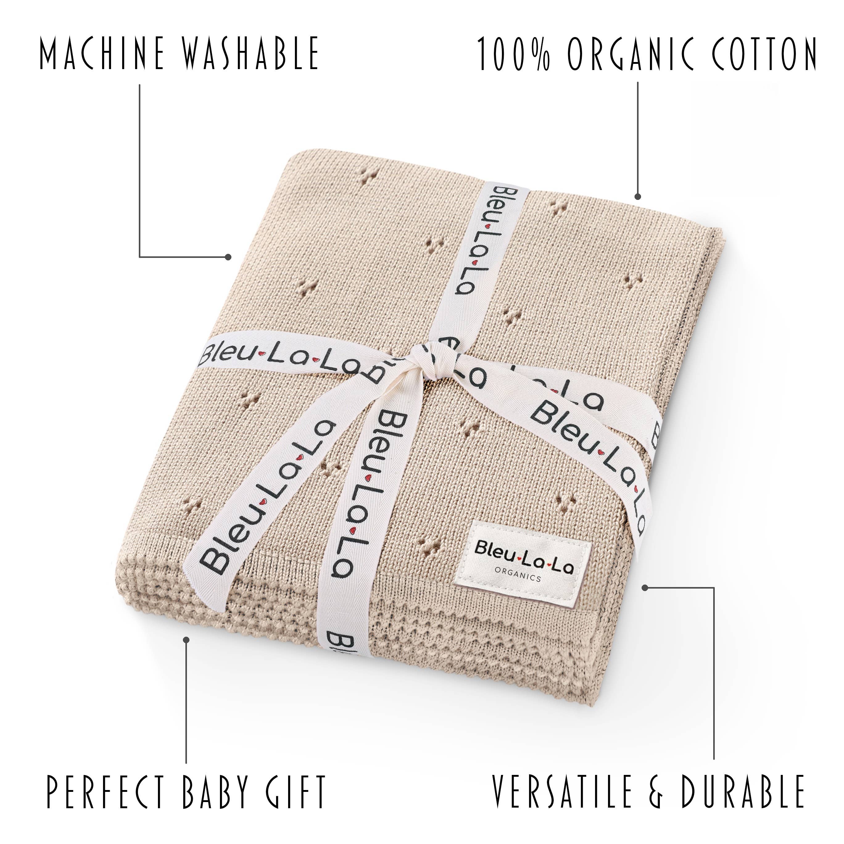 Bleu La La - Wholesale Receiving Blanket - Baby - 100% Organic Cotton Pointelle Swaddle Receiving Baby Blanket2