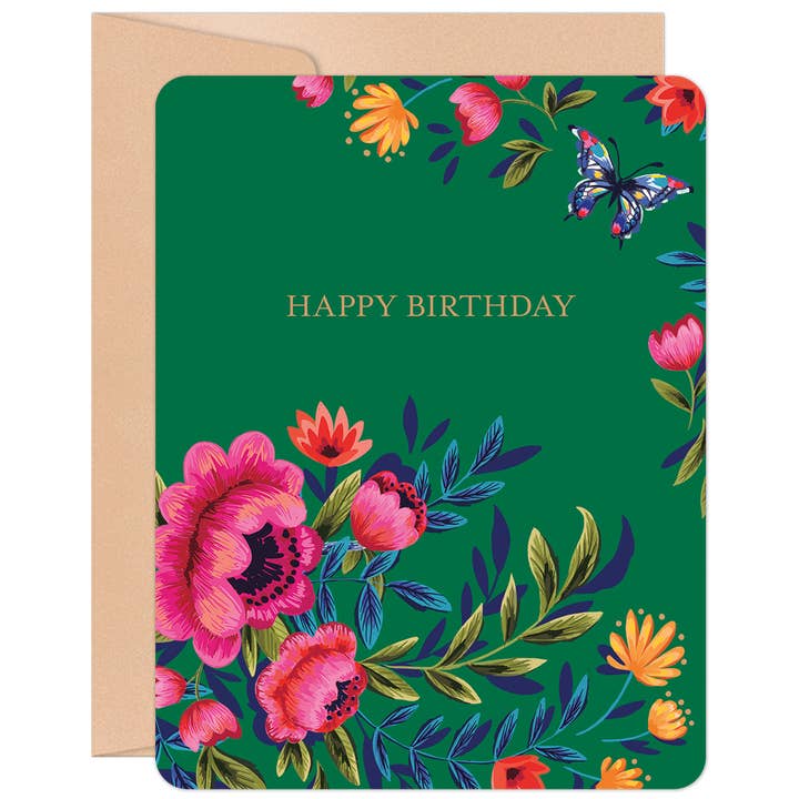 Willow & Ivy Press – wholesale Birthday card – Happy Birthday Brightly Colored Florals Birthday Card