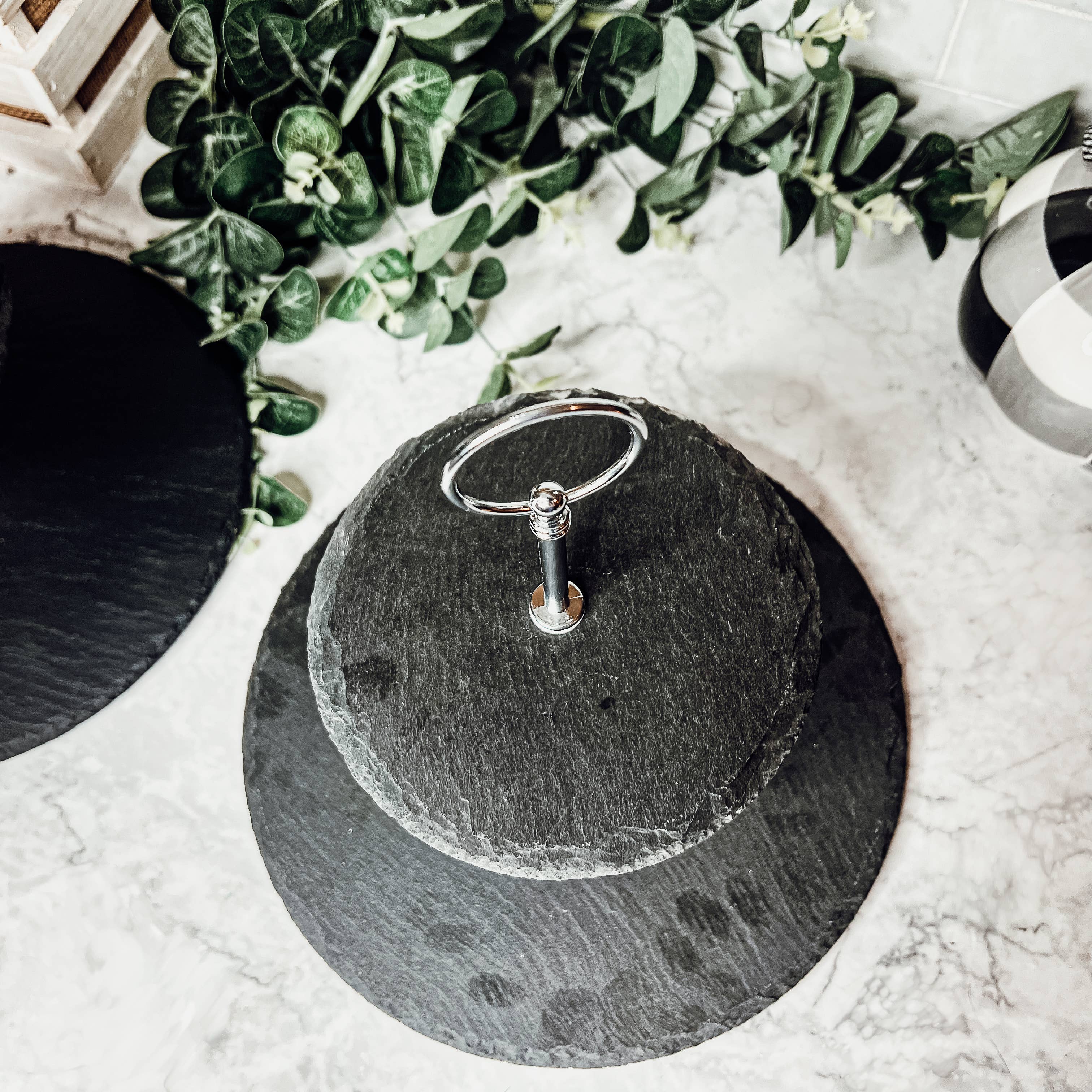 Gia Roma – wholesale Serving tray – Slate Tiered Trays with Handle, Natural Stoneware Handmade15