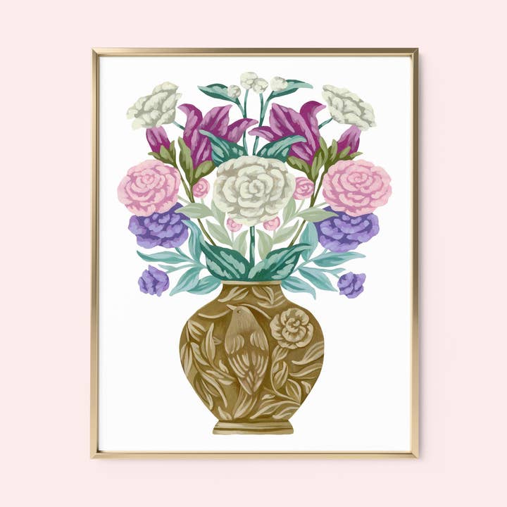 Brass Bird Vase Art Print for wholesale by Mia Whittemore