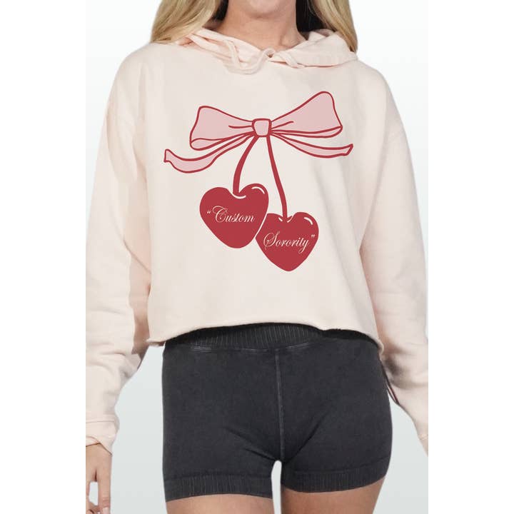 Sudadera con capucha corta personalizada Sorority Cherry Bow para venta al por mayor de Bella Me