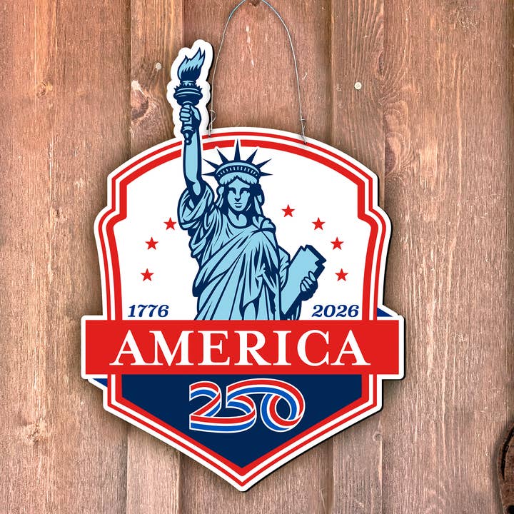 America250™ Statue of Liberty Door Hanger 24” for wholesale by Nelson Gifts Wholesale