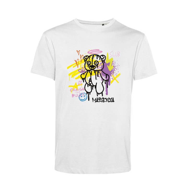 Weiß Damen T-Shirt mit Druck - Graffiti Bär für den Großhandel auf Faire