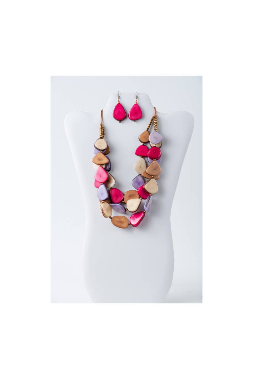 TaguArtsy – wholesale Smycken – Zaley Three Stranded Organic Tagua halsband och örhängen34