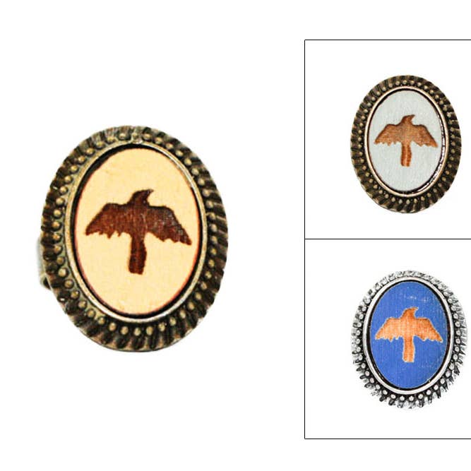 Large Cameo Ring - Crow for wholesale by Once Again Sam