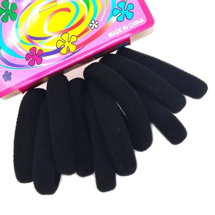 Lot de 12 élastiques noirs sans couture pour queue de cheval pour la vente par Diacly