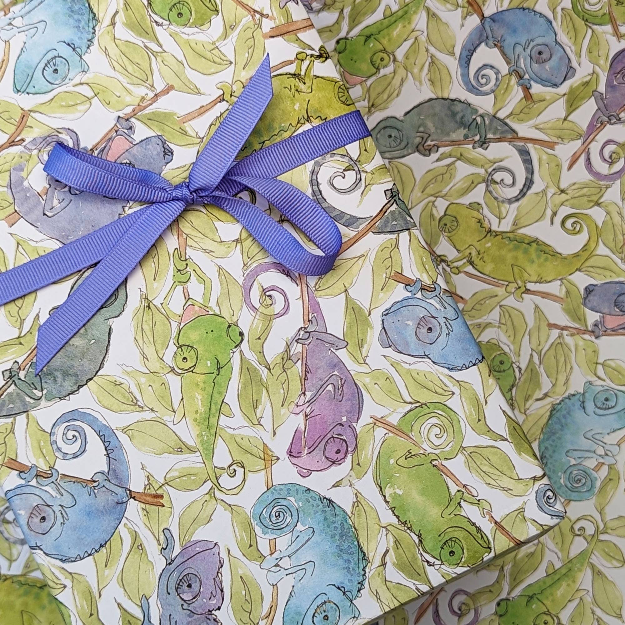 Hes Designs – wholesale Flat wrap – Chameleon gift wrap, Quirky wrapping paper, Cute Chameleons4