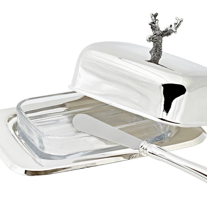 Butter Dish Hirsch 13x18 cm, Height 8 cm, Glass Insert for wholesale by EDZARD