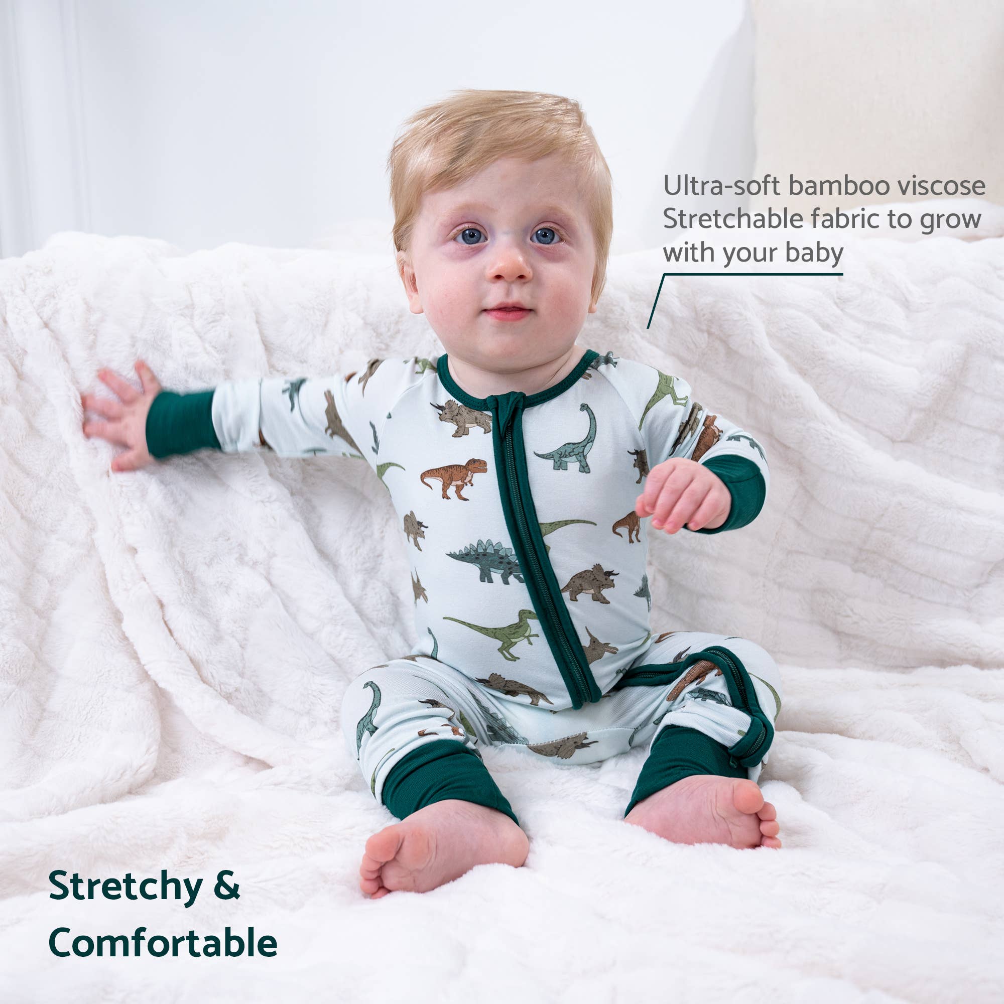 LollyBanks - Wholesale Sleepsuit - Baby - Dinosaur Baby Bamboo Pajamas1