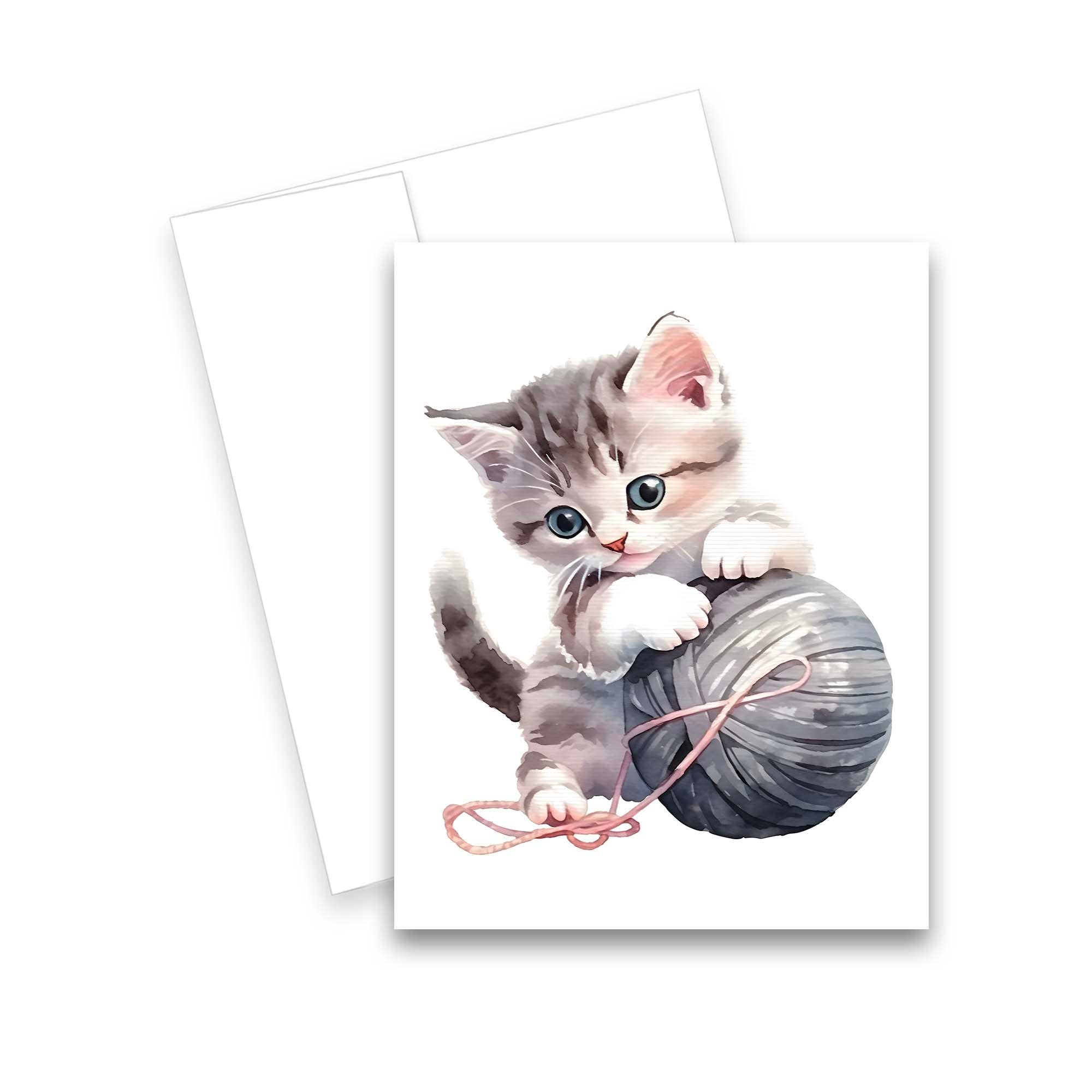 Aria Rae - Wholesale Stationery/Notecard Set - Assorted Cute Kitten Greeting Cards, Set of 6 - Notecard Set3