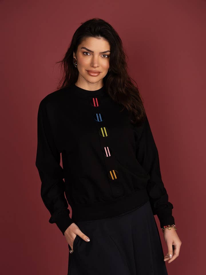 Colored Mock Button Sweatshirt for wholesale by Ellwi Design
