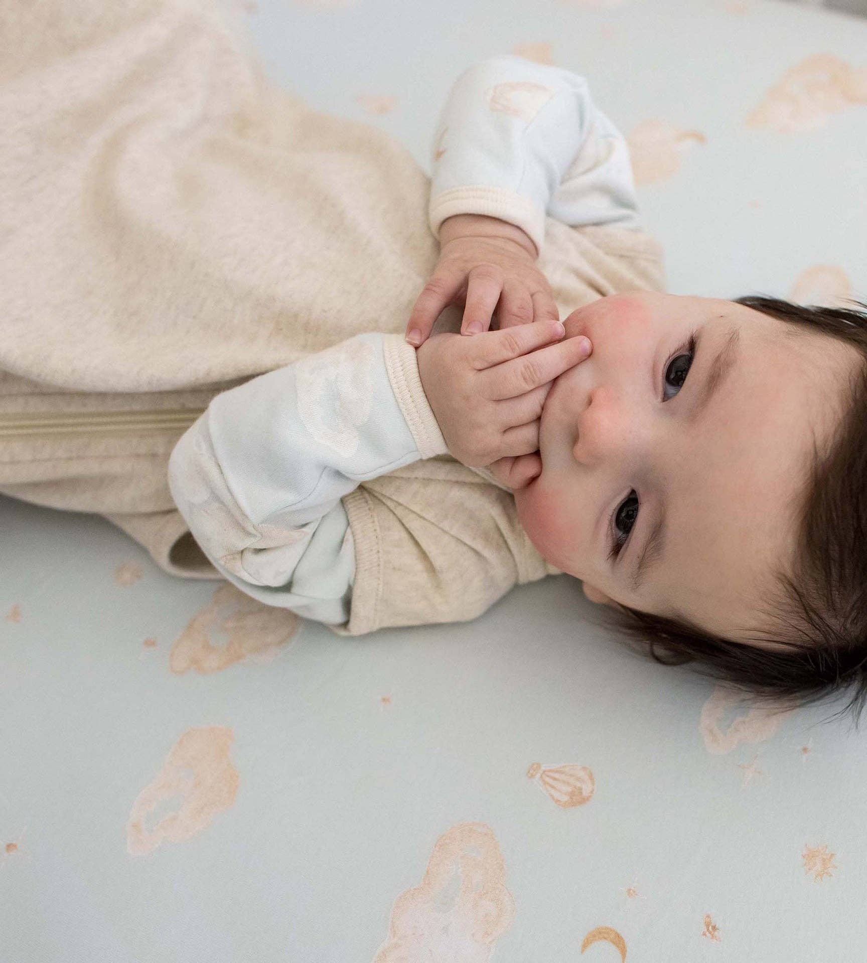 Solid Organic Lightweight Beekeeper™ Wearable Baby Blanket - Oatmeal for wholesale on Faire4