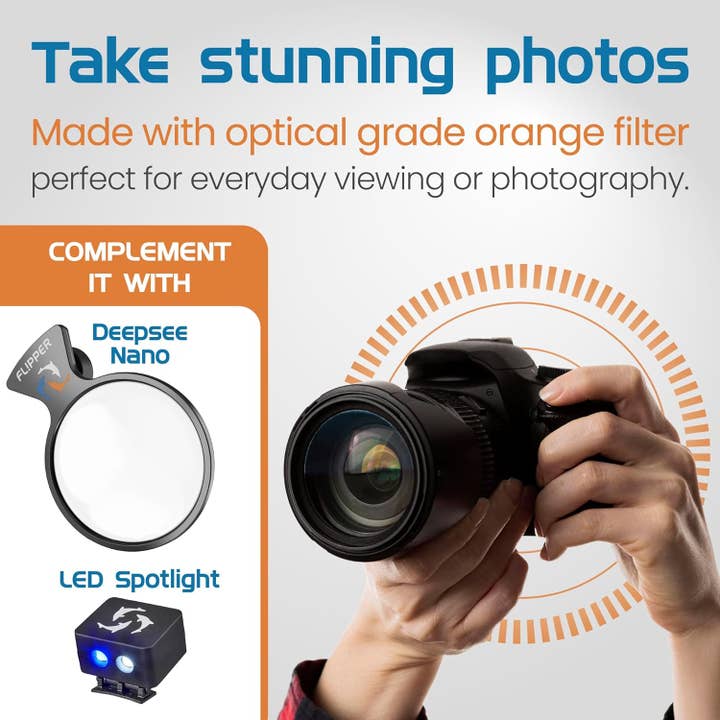 Flipper Aquarium Products - Wholesale Pet Toy - Cat/Dog - Flipper DeepSee Magnetically Mounted Magnified Aquarium Viewer Nano 3" (76mm) Orange Filter Lens5