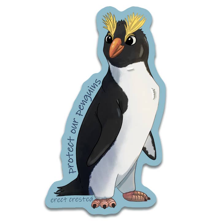 Oprejst crested pingvin klistermærke for engroshandel hos Cappy Trails