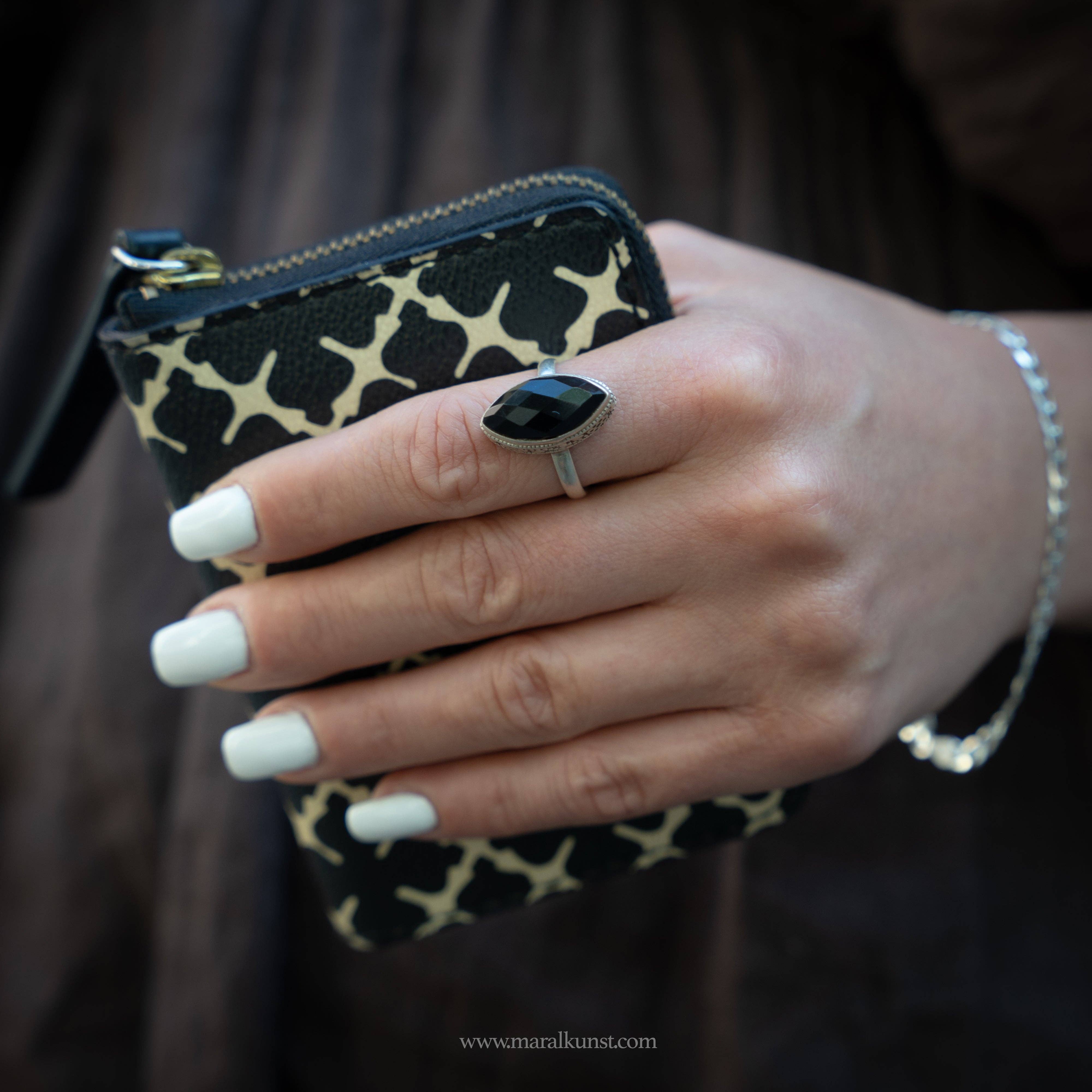 Maral Kunst - Wholesale Cocktail/Statement Ring - Black Onyx Handmade Silver Mexican Ring0