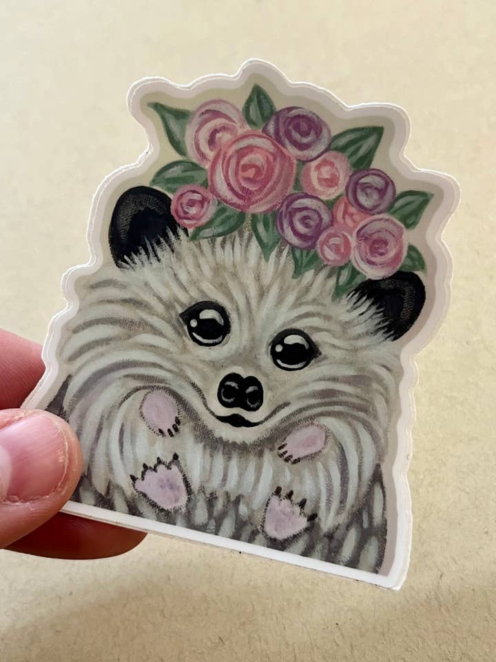 Hedgehog with Flower Crown Sticker for wholesale by ON THE GO Studio