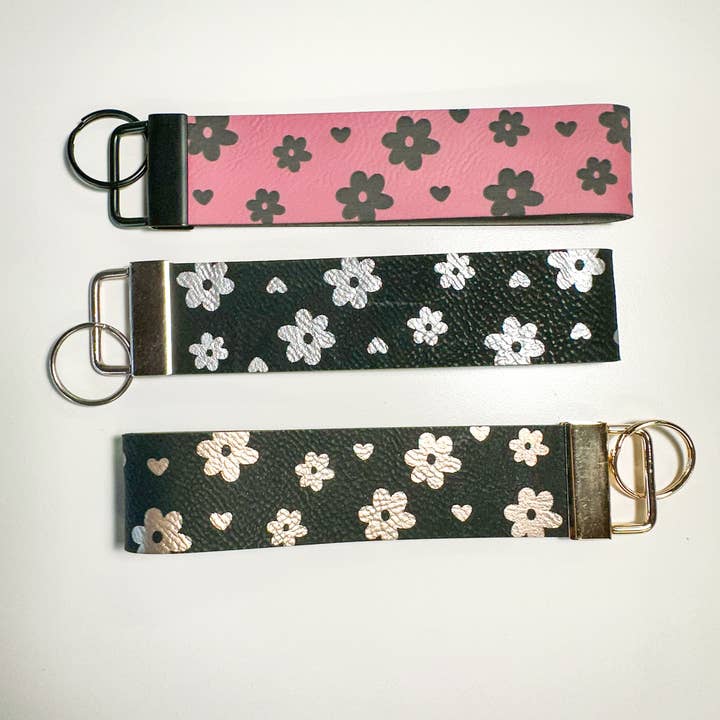 Daisy Leatherette Keychain for wholesale by Luna Beam Creations