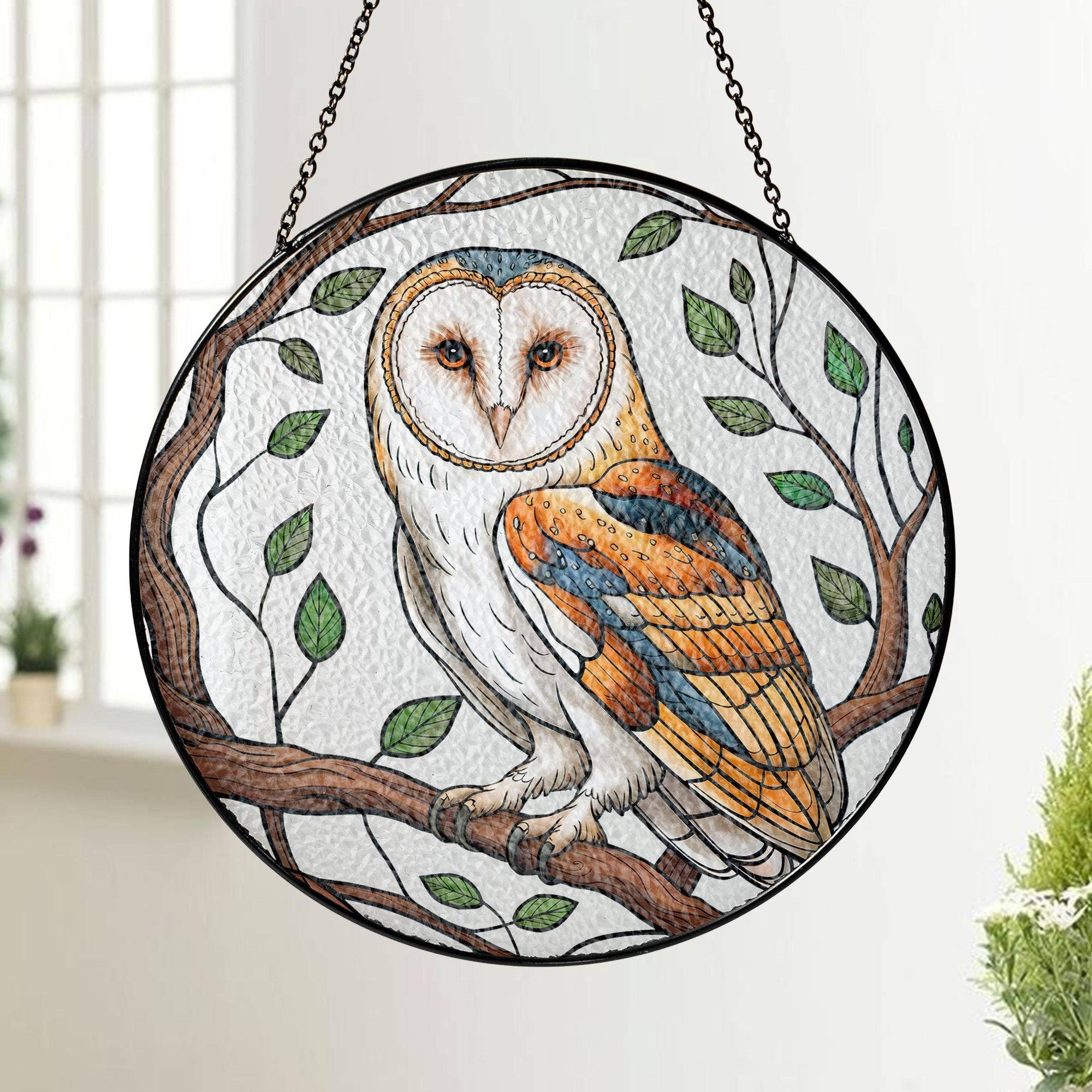 NVC Ecommerce LLC – wholesale Suncatcher – Owl Bird Stained Glass Suncatcher, Owl Lover Gift, Bird Art3