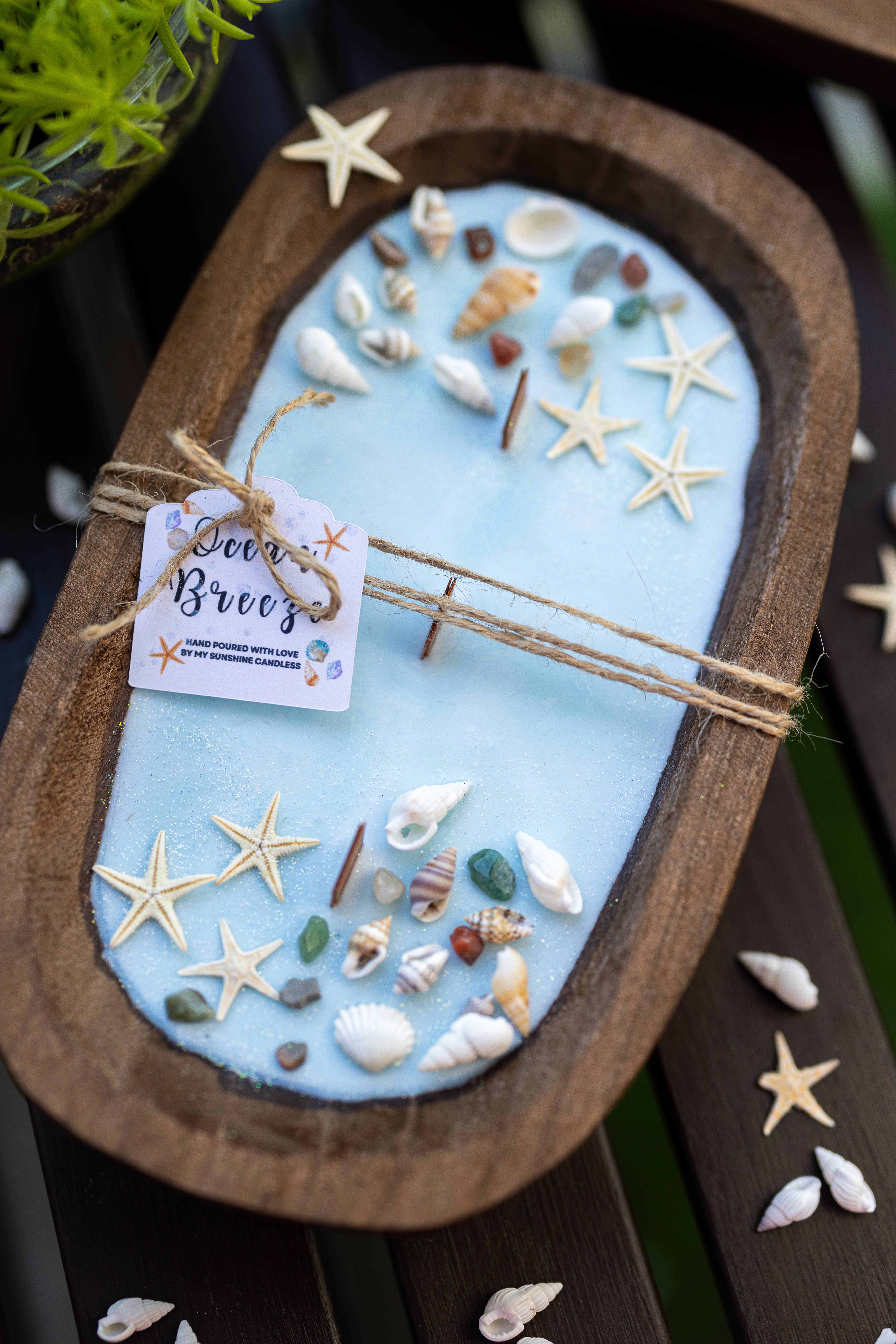 MySunshineCandless - Wholesale Pot/gevulde kaars - Deegkomkaars met houten lont en sojawas/met zeeschelpen en zeesterren/boerenkaars/3 houten lontkaars/zomergeuren5