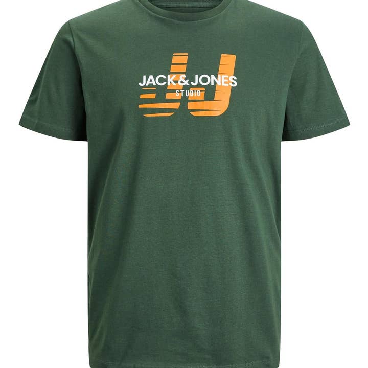 Jack & Jones (12245446) Men's JJHUNCHO Crew Neck T-Shirt in 3 Color Options 1XL to 6XL for wholesale by Brooklyn Big & Tall