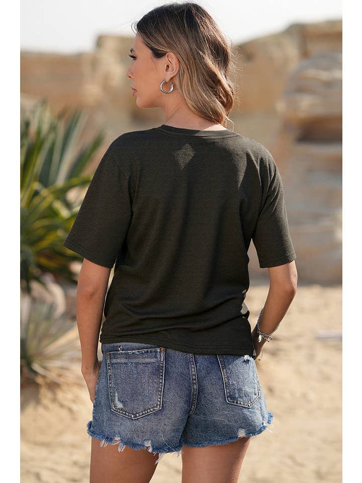 Carbon Grey LDC Vintage Bull Skull Western Turquoise T Shirt for wholesale on Faire1