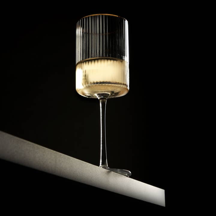 Viski - Wholesale Wine Glass - Deco Meridian Gold Rimmed Crystal Wine Glasses Set of 23