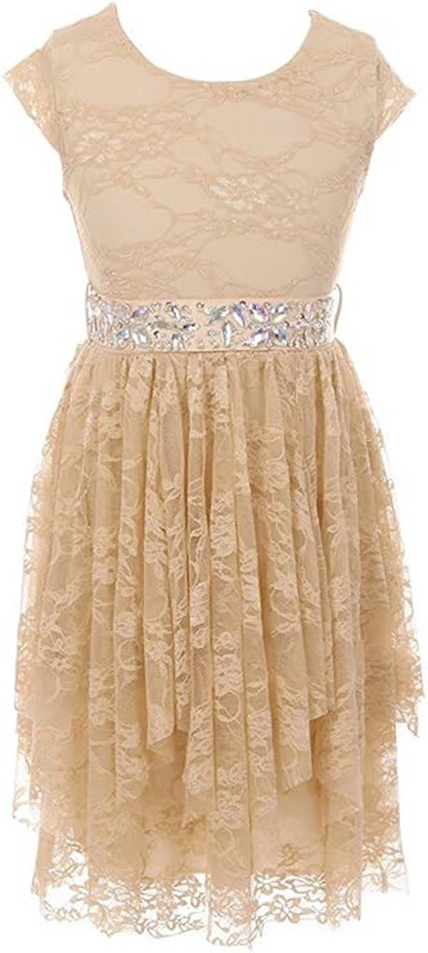 iGirlDress - Wholesale Dress - Kids - Girls Floral Lace Dress with Cubic Belt, Holiday Size 2-1411