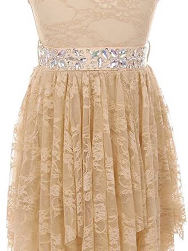 iGirlDress - Wholesale Dress - Kids - Girls Floral Lace Dress with Cubic Belt, Holiday Size 2-1411