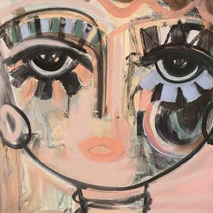 Pinkie Chica - Imprimé en toile de gazon de 45,5 pouces pour la vente par Windy O'Connor Art & Home