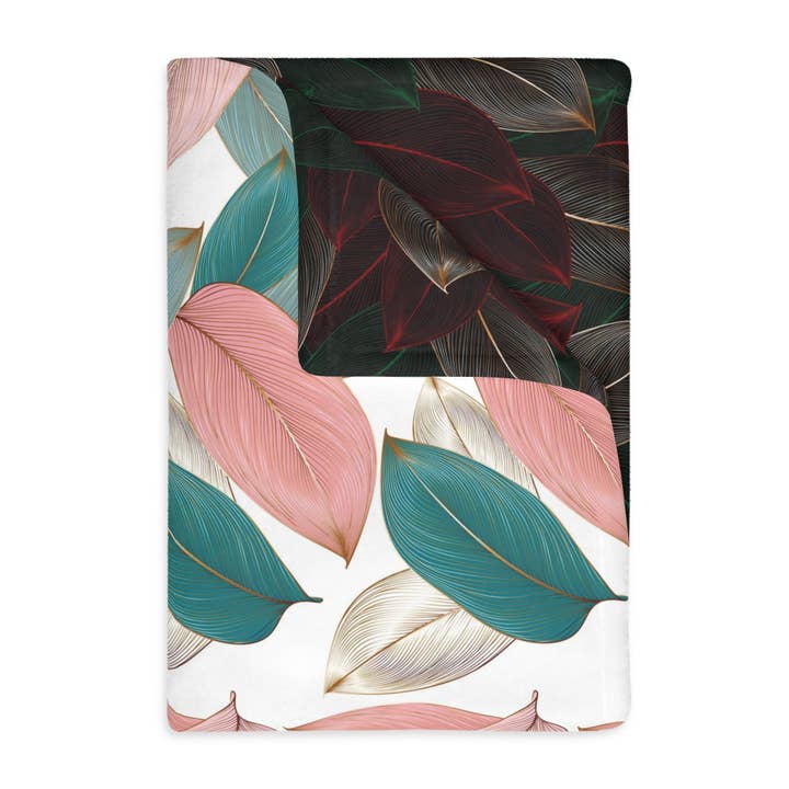 Golden Leaf Reversible Velveteen Minky Blanket for wholesale by Pioneer Kitty Market