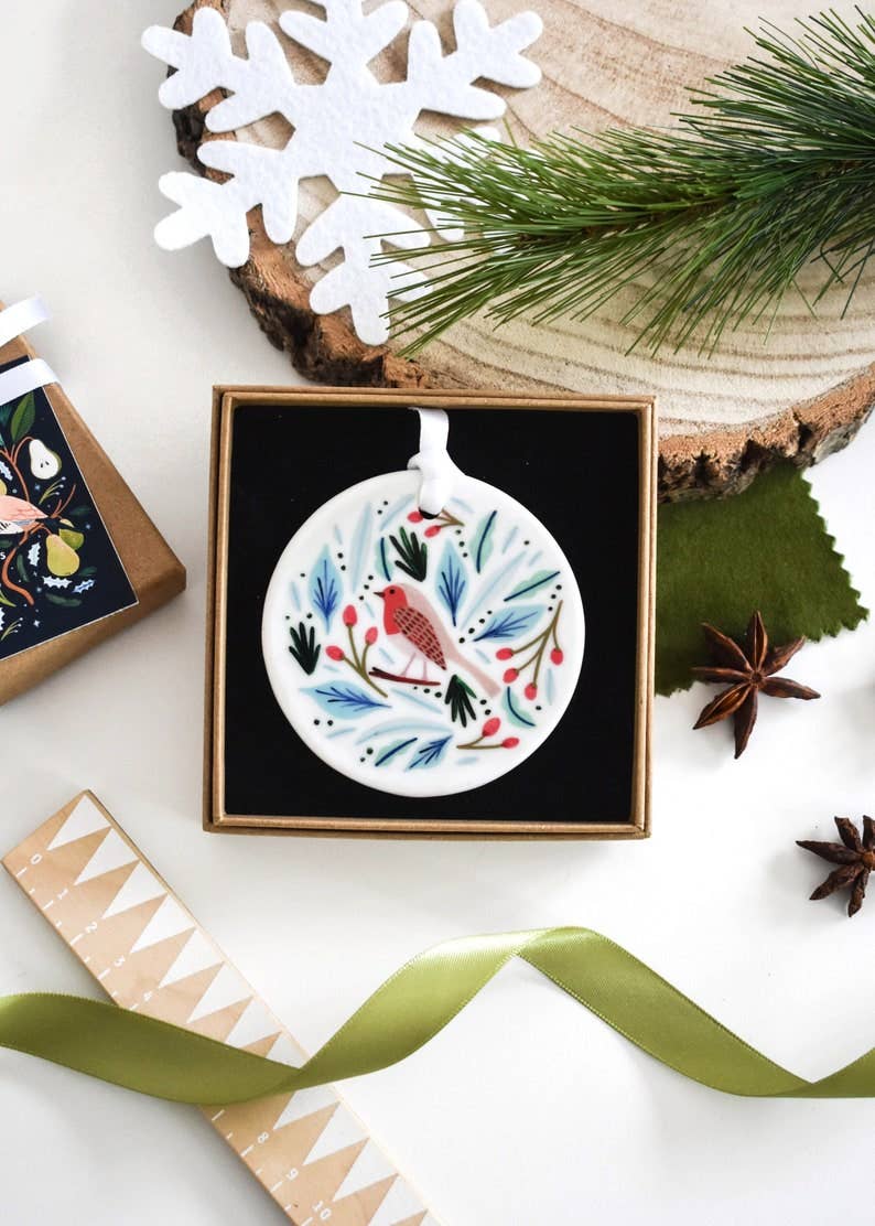 Amber Davenport Art - Wholesale Ornament - Robin Christmas Ornament2