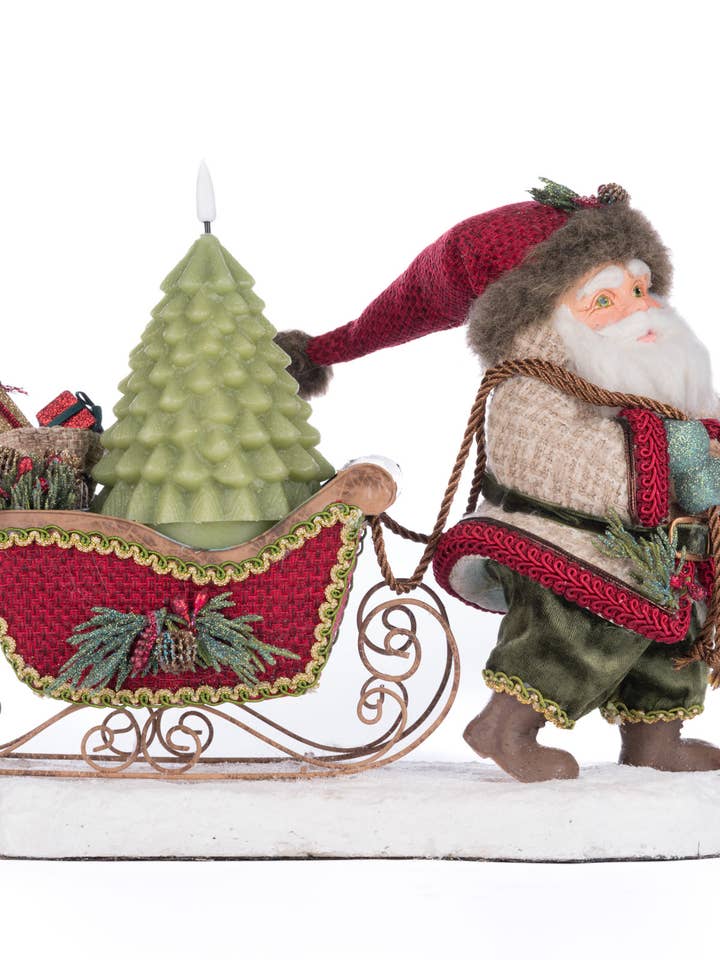 Bougeoir North Country Santa Tirant un traîneau pour la vente par Katherine's Collection