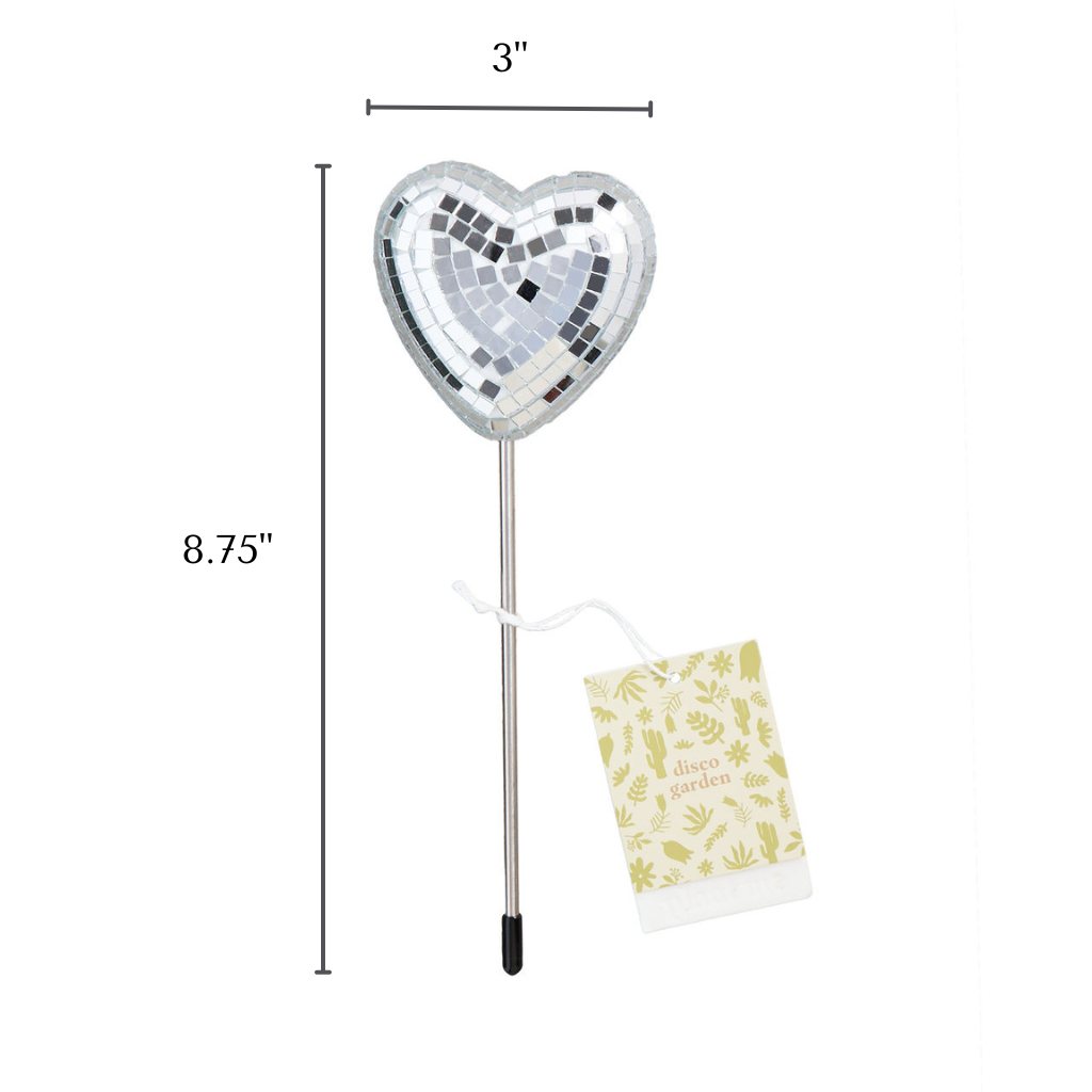 Paloverde Botanicals - Vendita all'ingrosso Paletti da giardino/prato - Disco Heart - Bastoncini decorativi a forma di cuore a specchio3